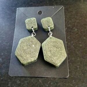 Brown/Black Resin Earrings with Silver Sparkles.